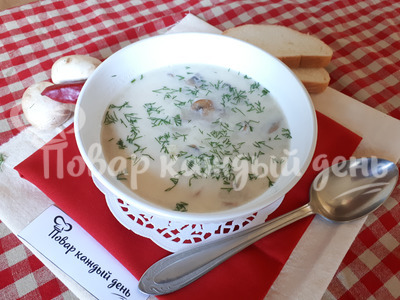  Сырный суп с шампиньонами и курицей