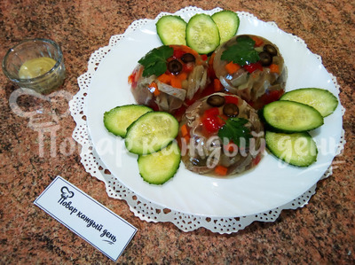 Заливное из куриных желудков с желатином
